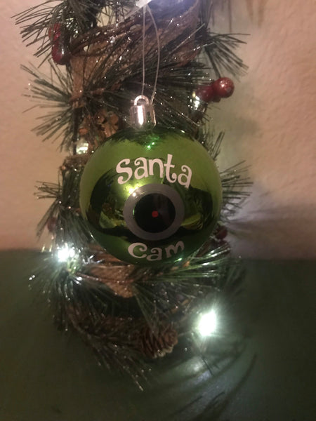 Green Santa Camera Ornament