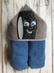Race car Tire Hooded Towel