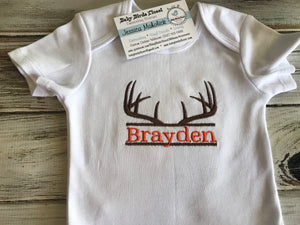 Antler deer Monogrammed Onesie