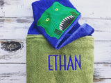 Dinosaur T Rex Hooded Towel