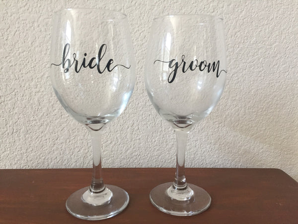 Bride and Groom vinyl decal set