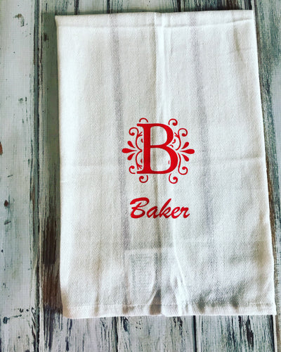 Monogrammed Last Name Dish Towel