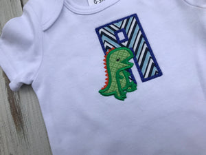 Dinosaur Alphabet letter Monogrammed Onesie