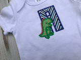 Dinosaur Alphabet letter Monogrammed Onesie