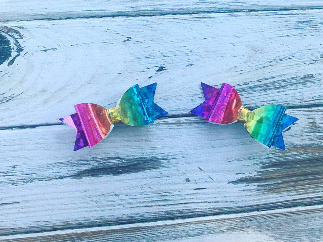 Rainbow faux leather Bow