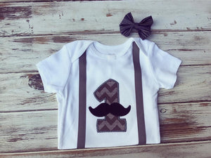 Mustache and Bow ties 1st Birthday onesie