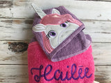 Unicorn 3D Horn Hooded Towel