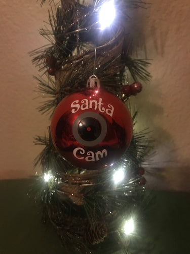 Red Santa Camera Ornament