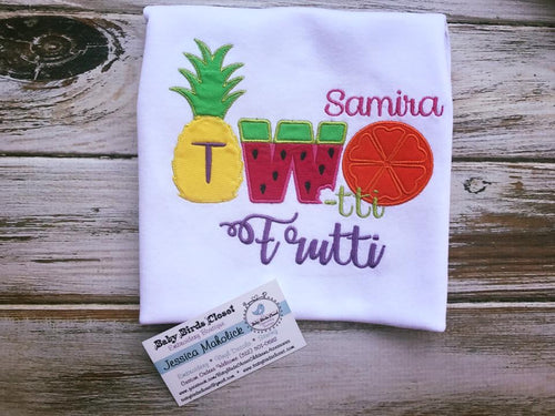 Two-tti Frutti birthday shirt or onesie, girls fruit 2nd Birthday shirt