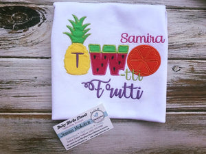 Two-tti Frutti birthday shirt or onesie, girls fruit 2nd Birthday shirt