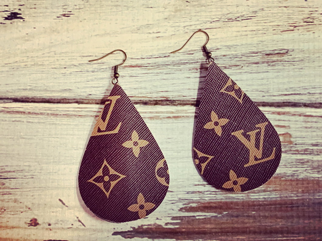 LV Inspired Leather Earrings
