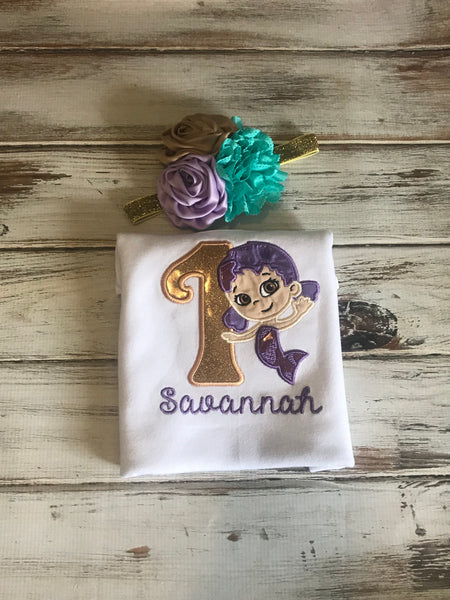 2 piece Bubble Guppies Oona 1st birthday onesie or shirt