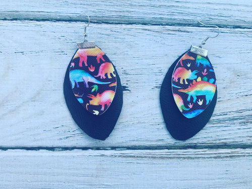 Dinosaur Tie Dye Earrings