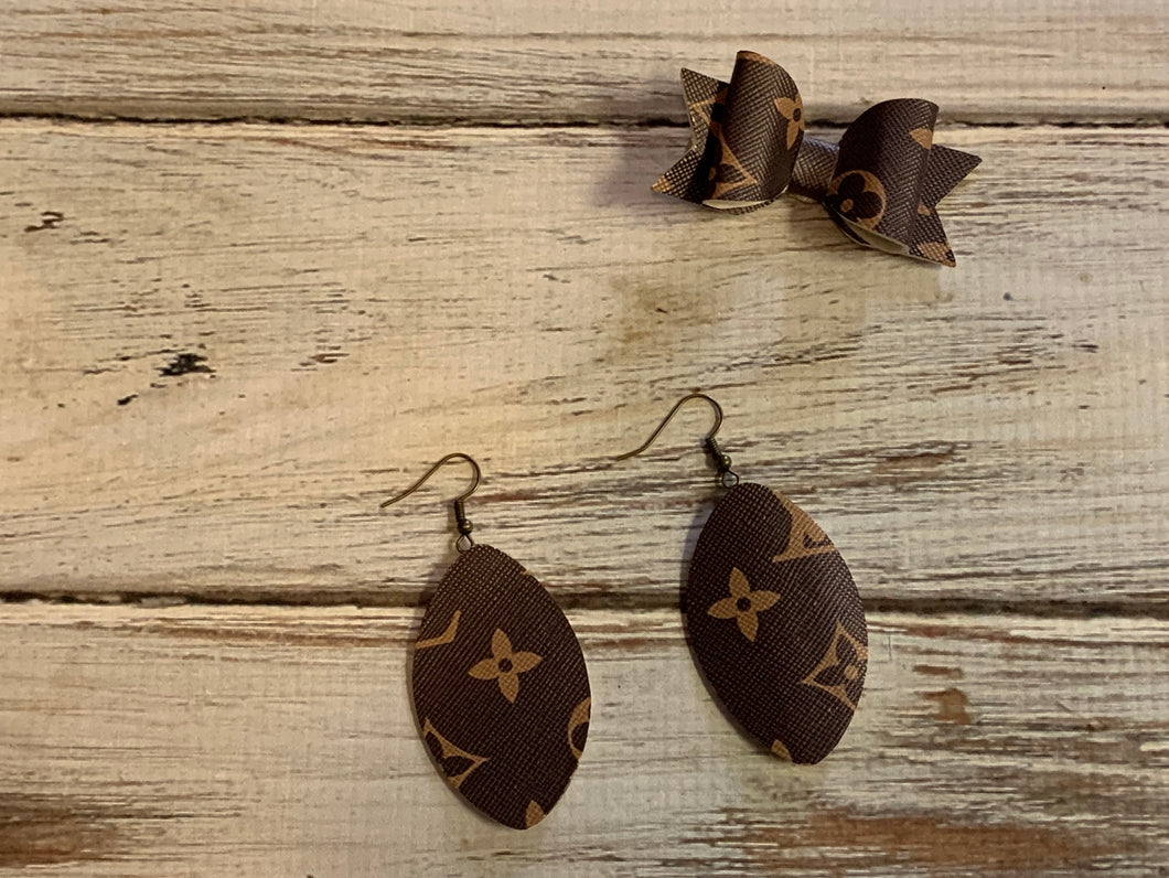 LV Inspired Leather Earrings