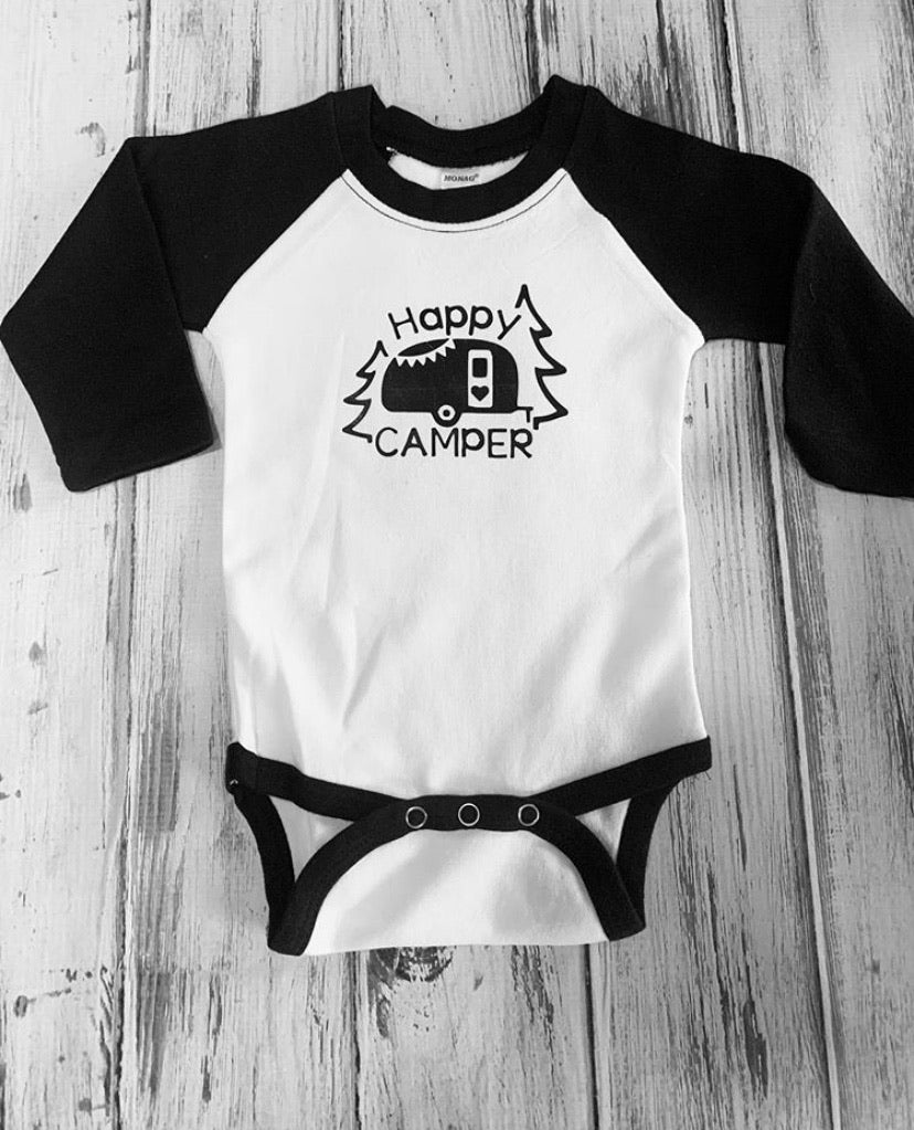 Happy Camper Raglan onesie