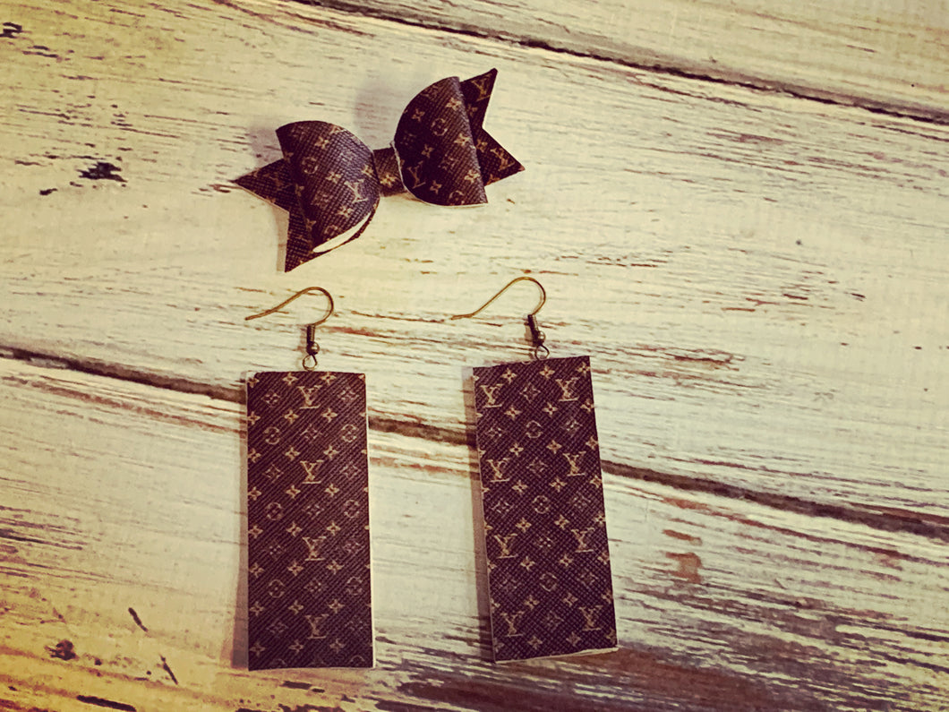 LV Inspired Leather Earrings