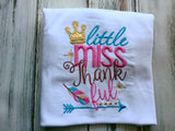 Girls Little Miss Thankful Shirt or Onesie