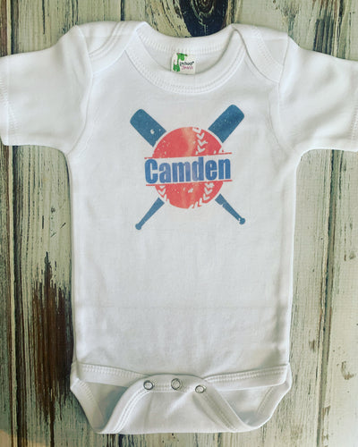 Baseball Monogrammed Onesie