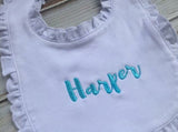 Monogrammed Ruffle Bib