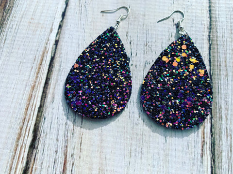 Purple and Gold Glitter Earrings