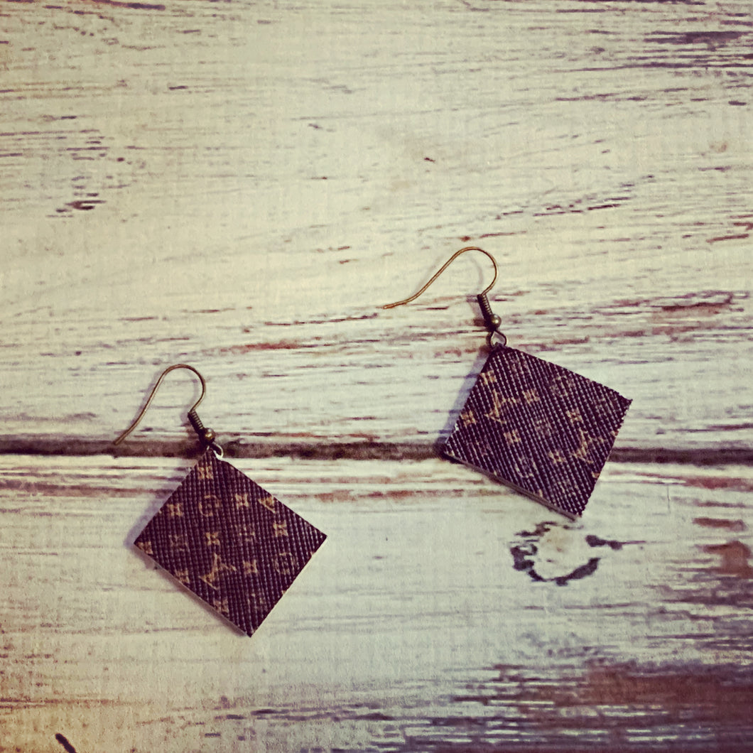 LV Inspired Leather Earrings