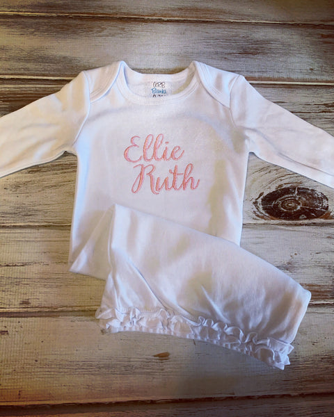 White Monogrammed Infant Gown