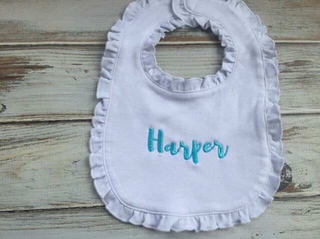 Monogrammed Ruffle Bib