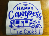 Happy Campers Bucket Decal – Personalized Vinyl Decal (9x9) | Add Your Family Name