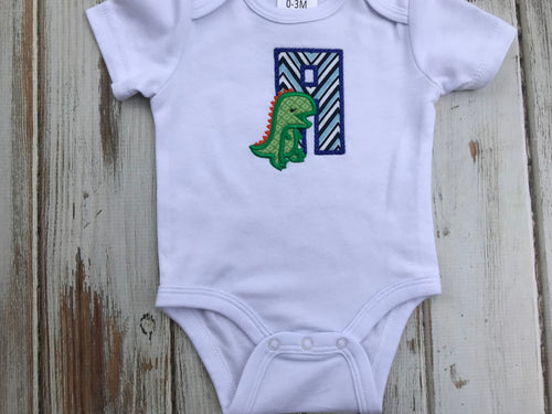 Dinosaur Alphabet letter Monogrammed Onesie