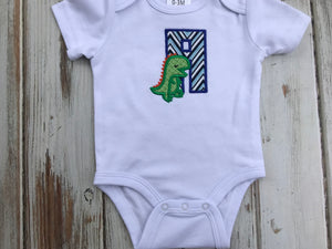 Dinosaur Alphabet letter Monogrammed Onesie
