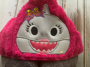 Girl Baby Shark Hooded Towel