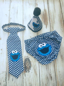 Cookie Monster smash cake outfit
