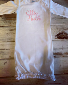 White Monogrammed Infant Gown