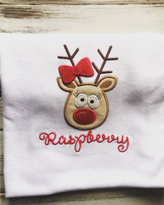 Christmas Girls Reindeer Rudolph shirt or bodysuit