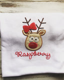 Christmas Girls Reindeer Rudolph shirt or bodysuit