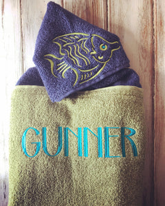 Fish hooded towel