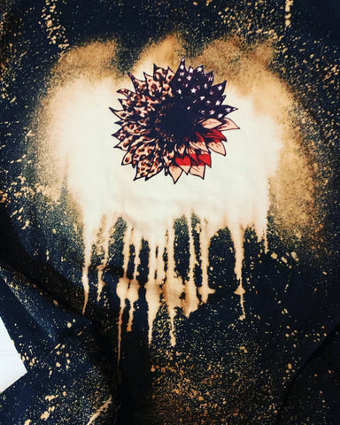 Patriotic Sunflower Bleached Shirt