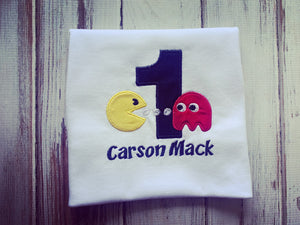 Pac Man and Ghost Birthday shirt or onesie