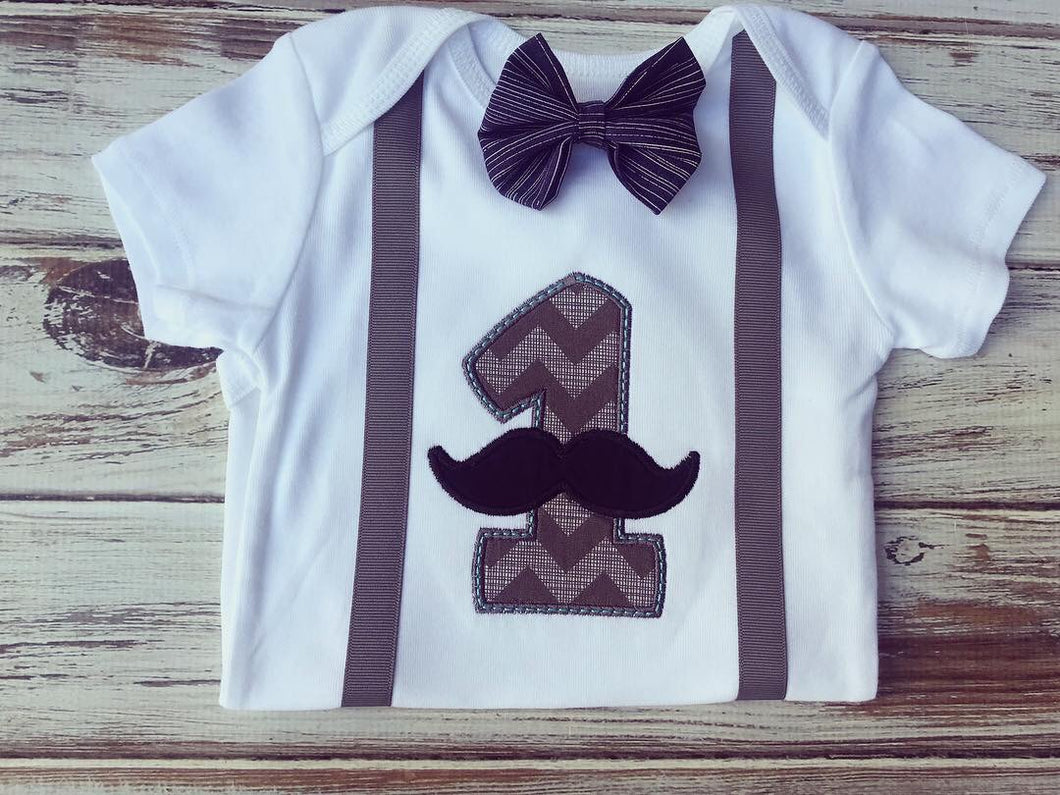 Mustache and Bow ties 1st Birthday onesie