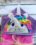 Unicorn 3D Horn Hooded Towel