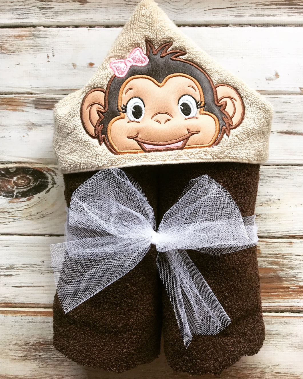 Girl Monkey hooded towel