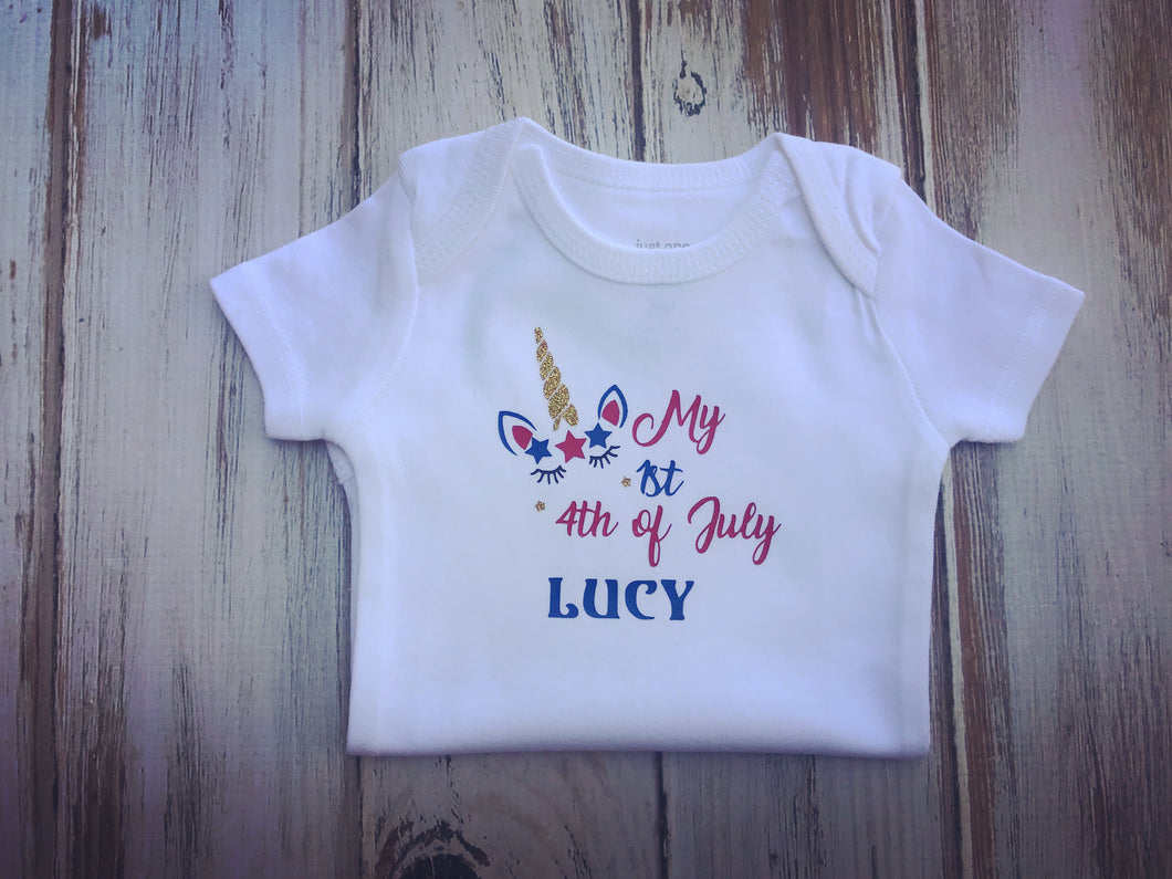 My 1st 4th of July Unicorn Shirt or bodysuit