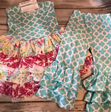 Blue quatrefoil 2 piece Ruffle outfit